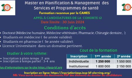 Master en Planification et Management des Service et Programmes de Santé