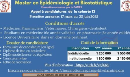 Master en épidémiologie biostatistique